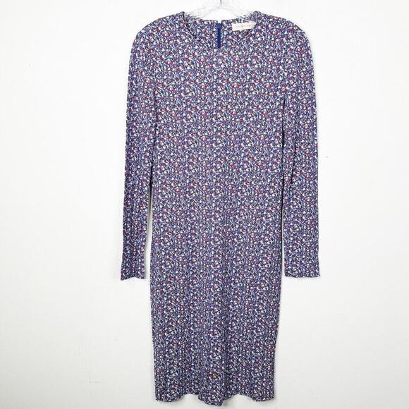 TORY BURCH Hudson Blue Print Long Sleeve Sheath Chrissy Dress Sz. Small - Picture 2 of 5